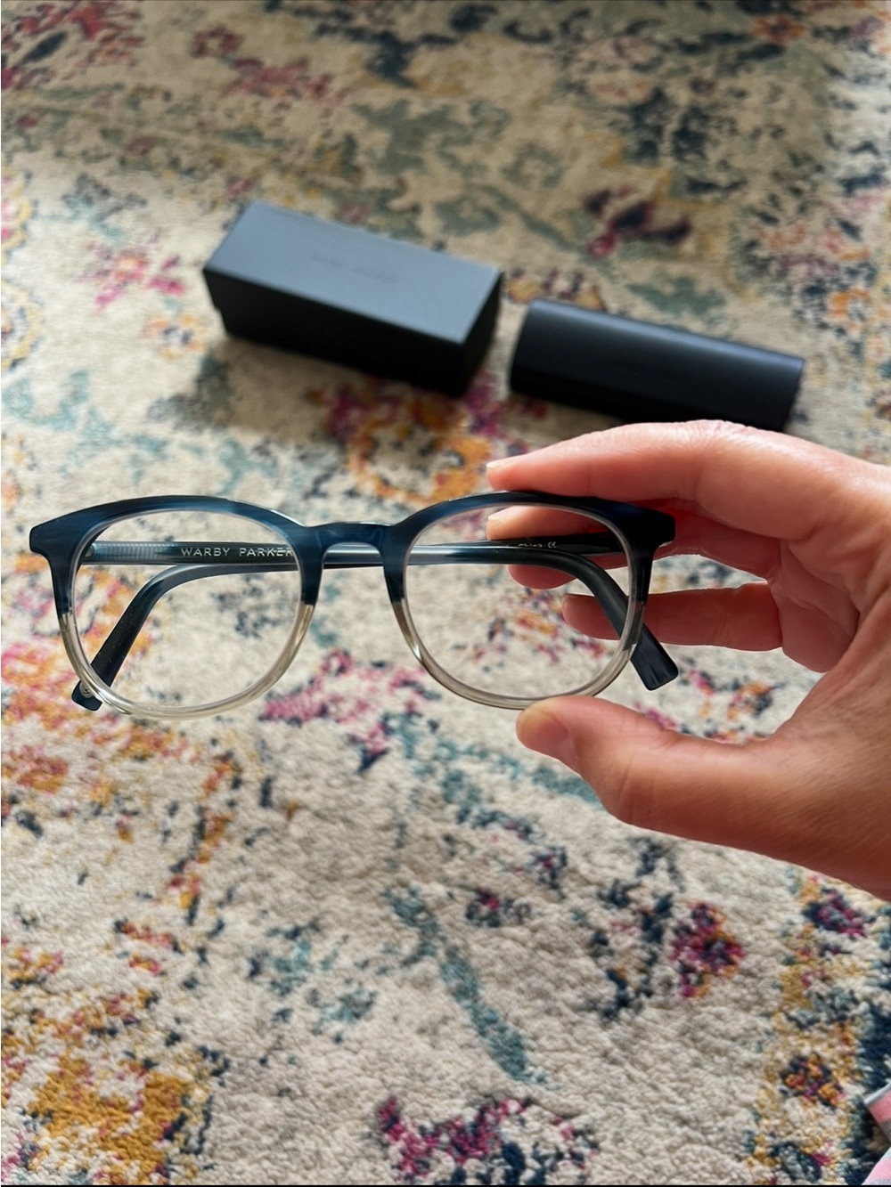 Warby Parker Durand- Blue-to-Clear Round Glasses